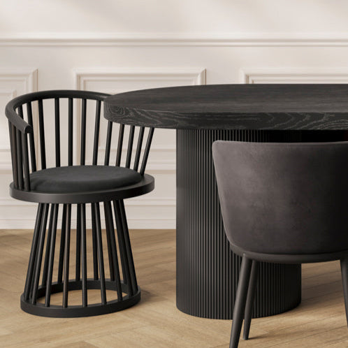 Lina Black Velvet & Black Dining Chair